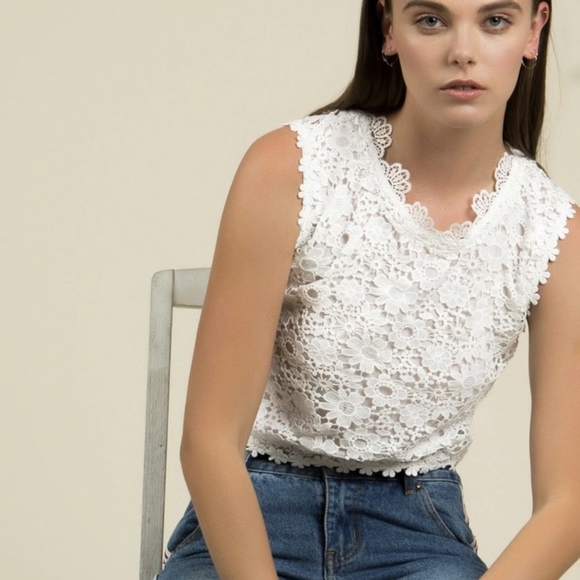 Floral Lace Open Back Tank Top - Picture 2 of 3